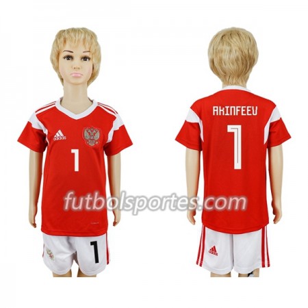 Camisetas Rusia Akinfeev 1 Niño Primera Equipacion Mundial 2018